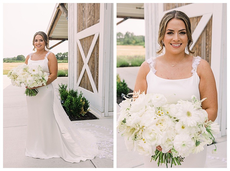 Bridal Portraits by Laura's Focus Photography | My Eastern Shore Wedding | Barn Wedding | Farm Wedding | Countryside Wedding | White Bridal Bouquet