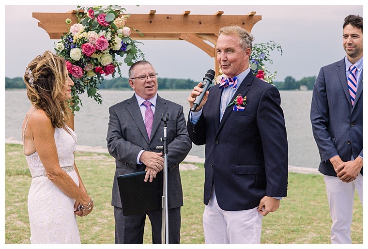 Barbie and Steve exchanging heartfelt vows by the tranquil waters of Oxford, MD.