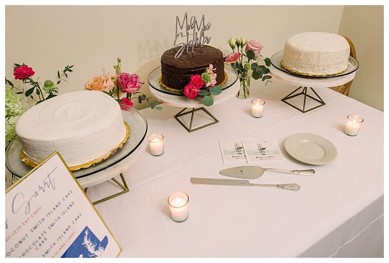 Close up of the Smith Island Cake Dessert bar at the Tred Avon Yacht Club, captured by Laura's Focus Photography