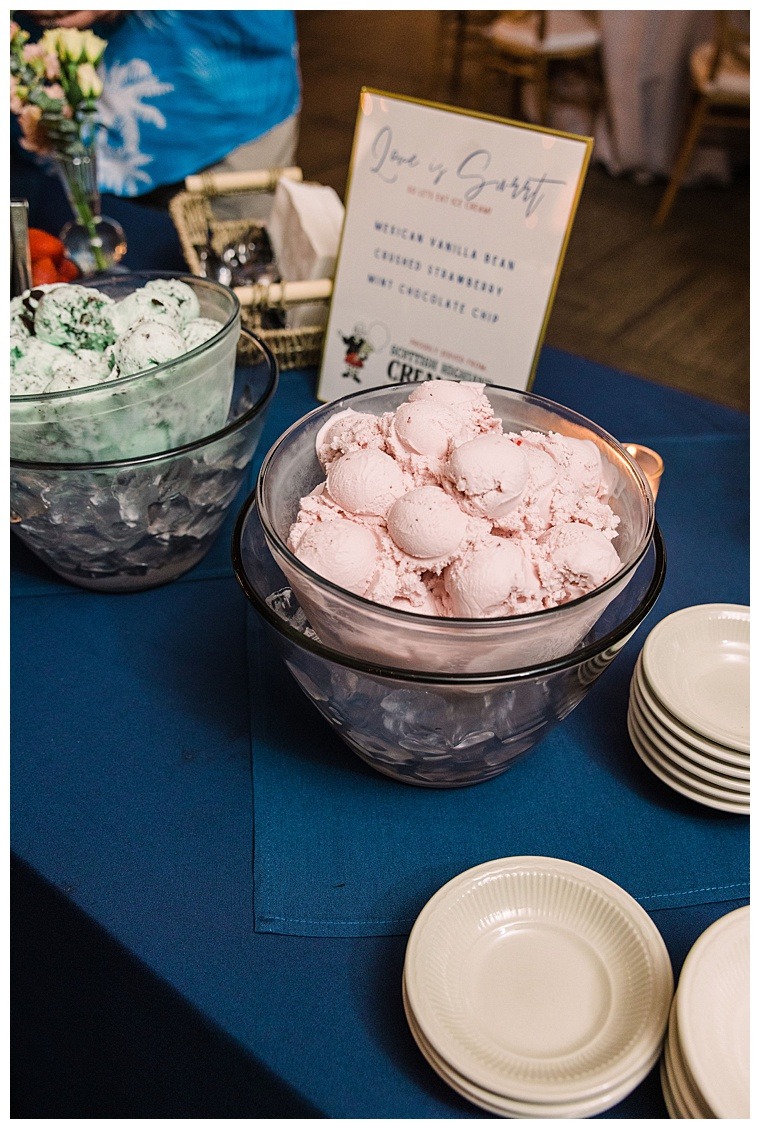 An ice cream dessert by by the Scottish Highland creamery fits in perfectly to this waterfront Oxford MD wedding day