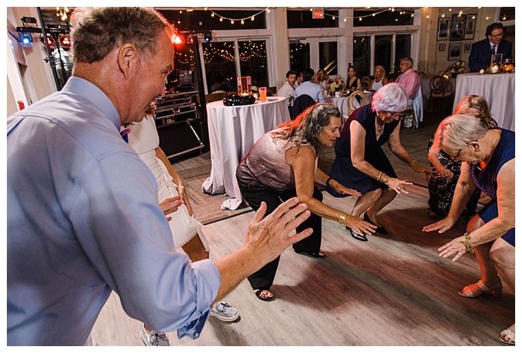 Wedding guests hit the dance floor in celebration of Barbie and Steve's nuptials at the Tred Avon Yacht Club in Oxford MD