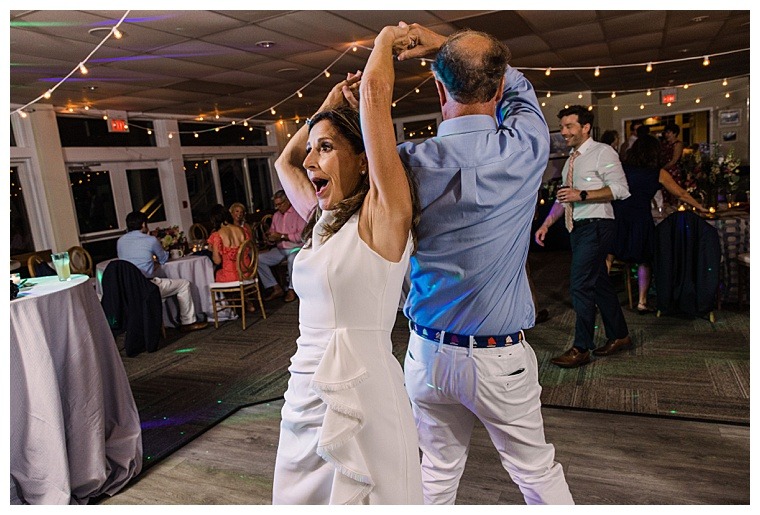 The bride and groom celebrate their marriage on the dance floor at the Tred Avon Yacht Club